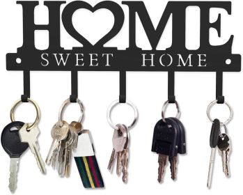 Key Holder Hooks Organizer Hanger Rack Wall Mounted with Screws and Anchors Home Sweet Home Wall Metal Decor for Entryway Front Door Kitchen Hall