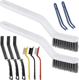 8PCS Grout Cleaner Brush Set,V-Shape Cleaning Supplies Grout Brush Tools,Hard Bristle Crevice Cleaner Brush for Household Use with Clip for Windo
