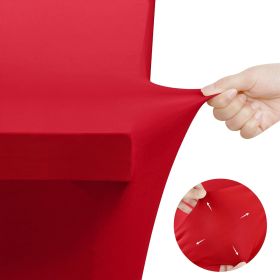 Kitchen Spandex Tablecloth 2 Pack [6FT, Red] Tight, Fitted, Washable and Wrinkle Resistant Stretch Table Cloth Rectangle Cover for Trade Show
