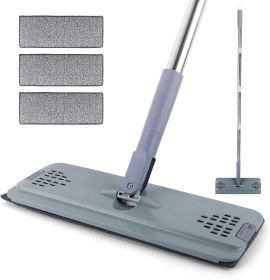 Flat Mop with 3 Pads, Microfiber Mops for Floor Cleaning Adjustable Handle 29-49, Dust Mop for Hardwood Floors