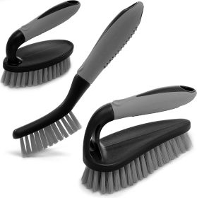 Set of 3pcs - Cleaning Shower Scrubber with Ergonomic Handle and Durable Bristles - Grout Cleaner Brush - Scrub Brushes for Cleaning Bathroom/Sho