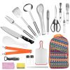 19Pcs Camping Cooking Utensil Kit Portable Picnic Cookware Outdoor Kitchen Equipment Gear Campfire Barbecue Appliances With Storage Bag