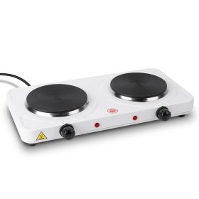 2000W Double Electric Burner Portable Dual Counter Stove Countertop Hot Plate Kitchen Cooker Stove with 5 Gear Temperature Control (Option: CookHotPlate(US)