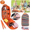 19Pcs Camping Cooking Utensil Kit Portable Picnic Cookware Outdoor Kitchen Equipment Gear Campfire Barbecue Appliances With Storage Bag