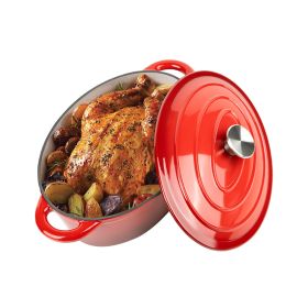 Household Dutch Oven Pot with Lid for Stews/Cooking (Color: Red, type: 4.5 Quart)